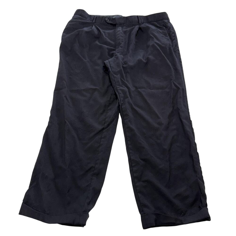 BOSS Hugo Boss Pants Mens Medium Black Pleated Dress Trousers Cuffed Chino‎